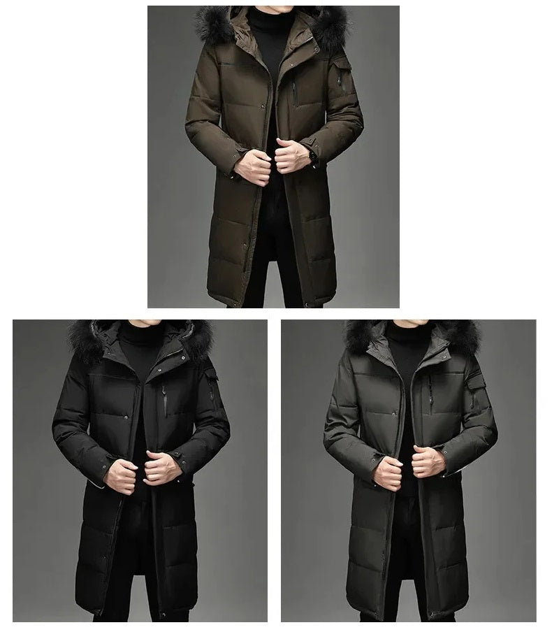 Heren winterjas in legergroen met capuchon