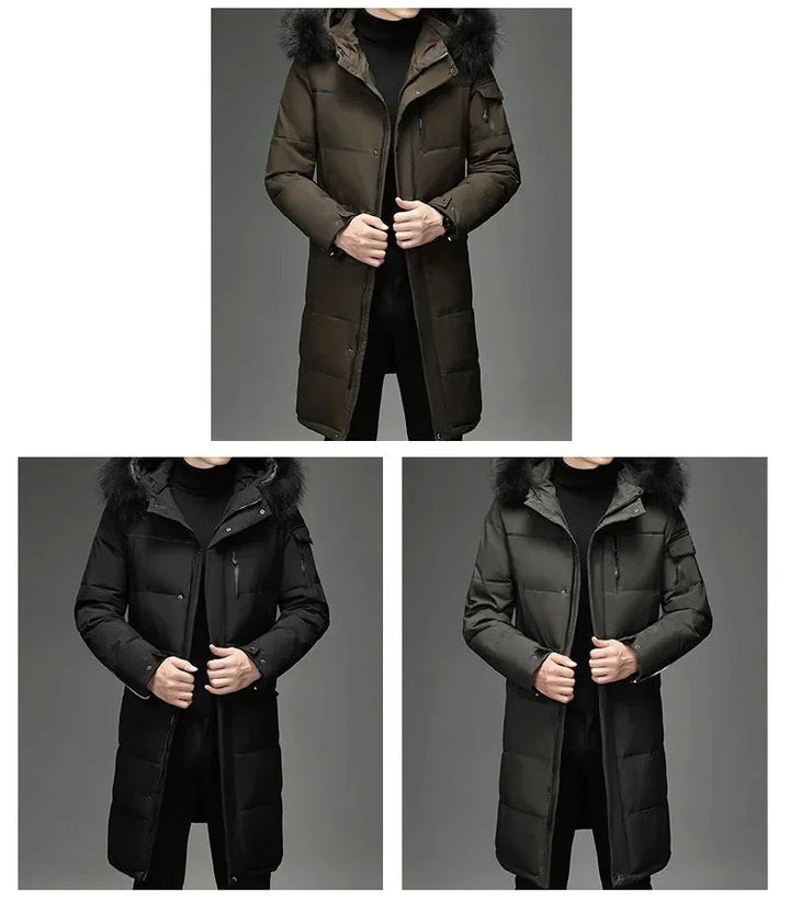 Heren winterjas in legergroen met capuchon
