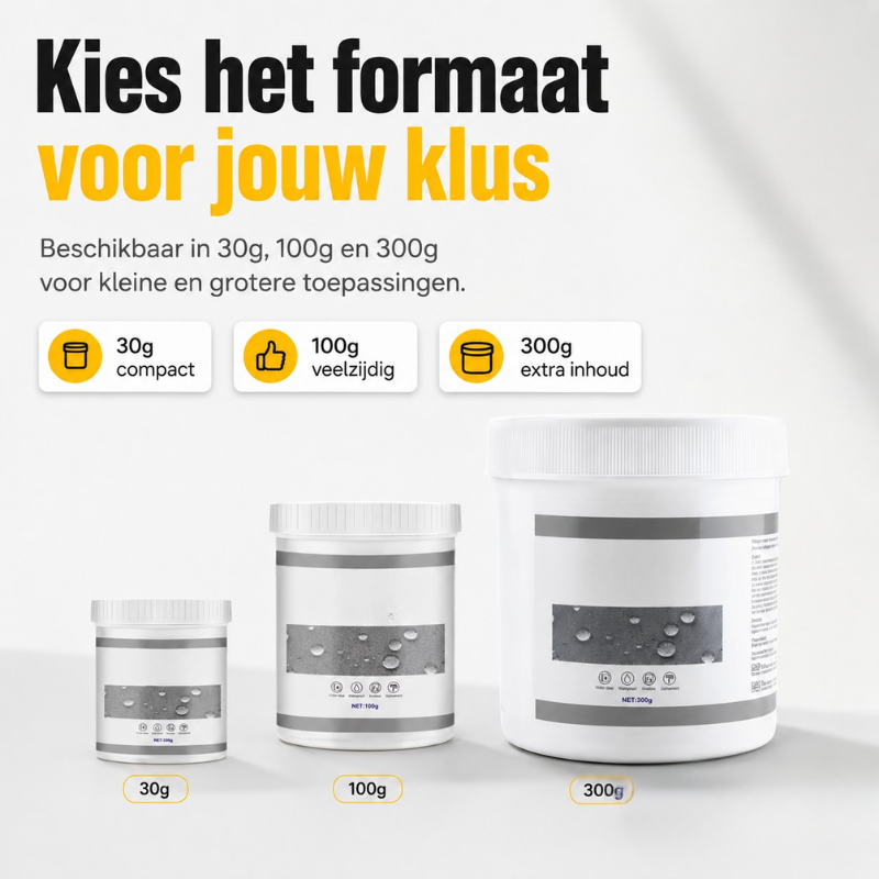 Transparant afdichtmiddel: rubberpasta voor waterdichte reparatie van scheuren in beton of hout.