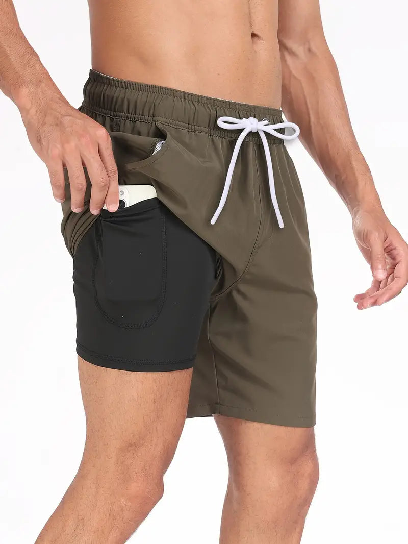Sportieve heren zwemkleding: sneldrogende zwembroek van polyester, perfect voor zwemmen, strand of watersport.