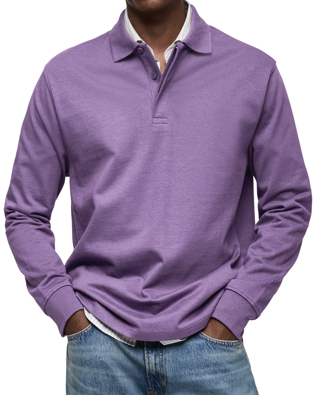 Klassieke heren polo met lange mouwen, ontworpen voor optimaal comfort in herenmode