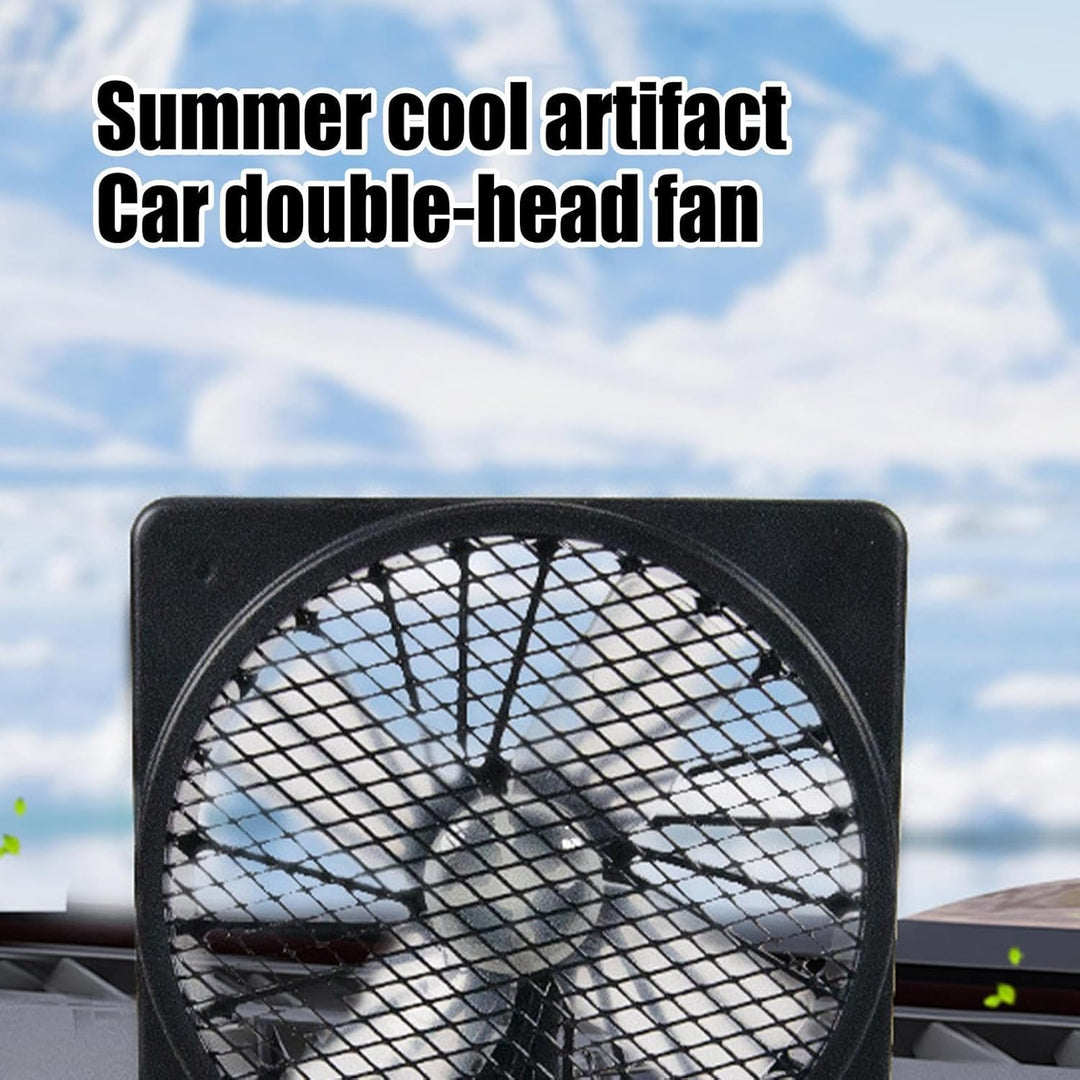 Universele 12V ventilator voor auto's en vrachtwagens, met flexibele 360° rotatie.