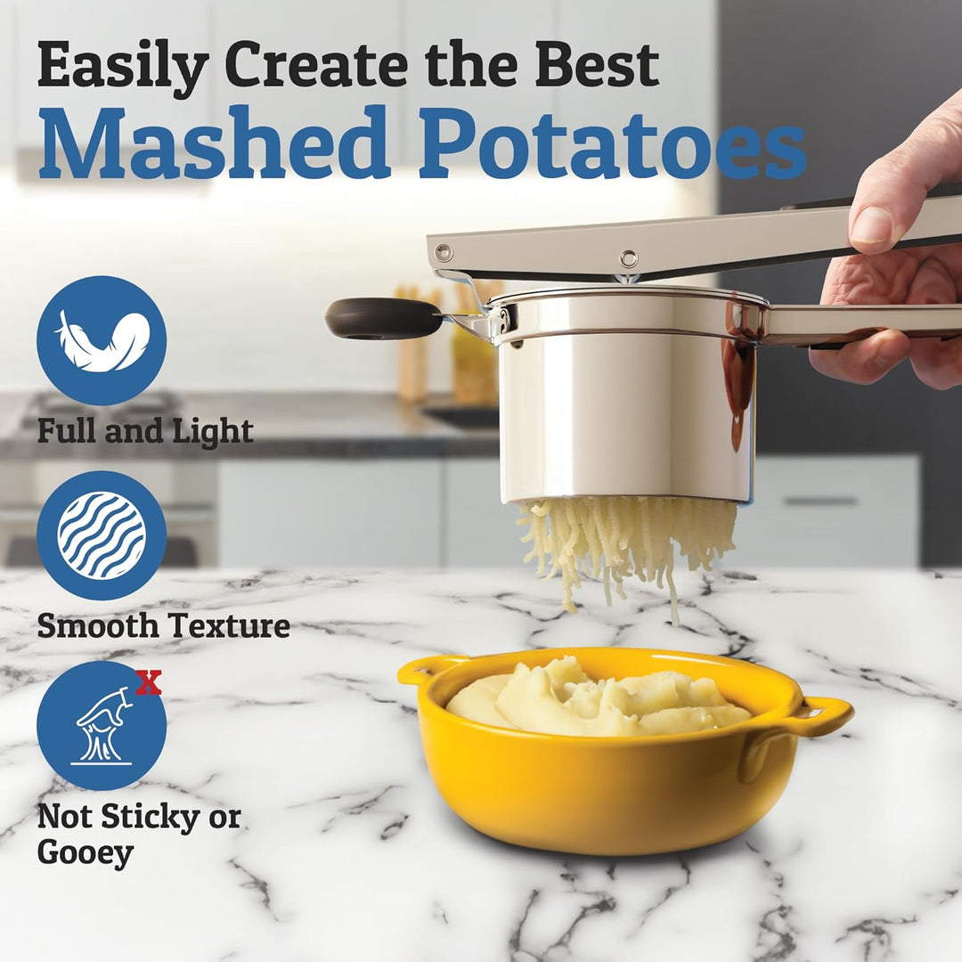 Deze RVS aardappelpers garandeert de perfecte textuur voor uw aardappelpuree.
