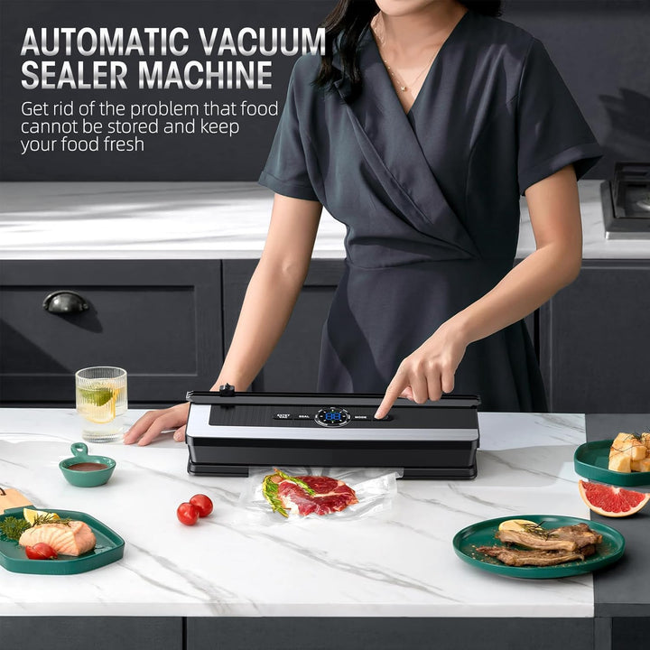 Detail van de geïntegreerde snijder op de 8-in-1 vacumeermachine, perfect voor op maat gemaakte vacuümzakken.