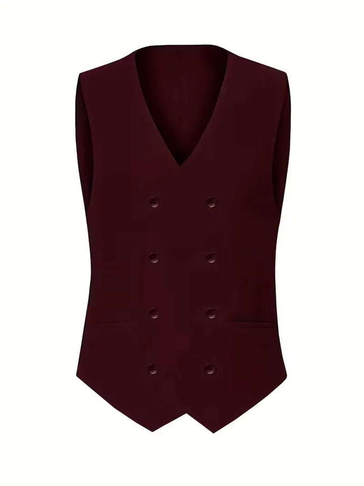 Modieuze snit van het driedelige slim fit pak met colbert