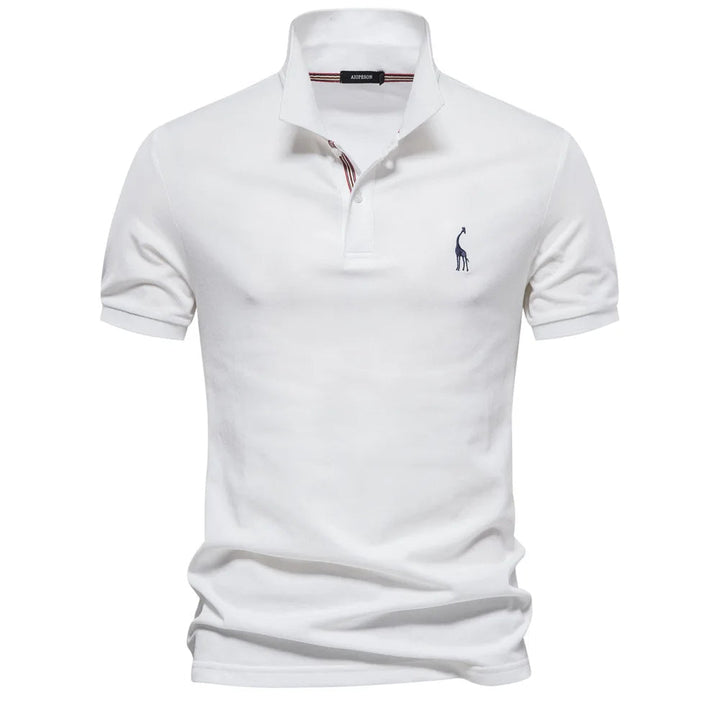 Comfortabele effen herenpolo van ademende stof, perfect voor lente en zomer.