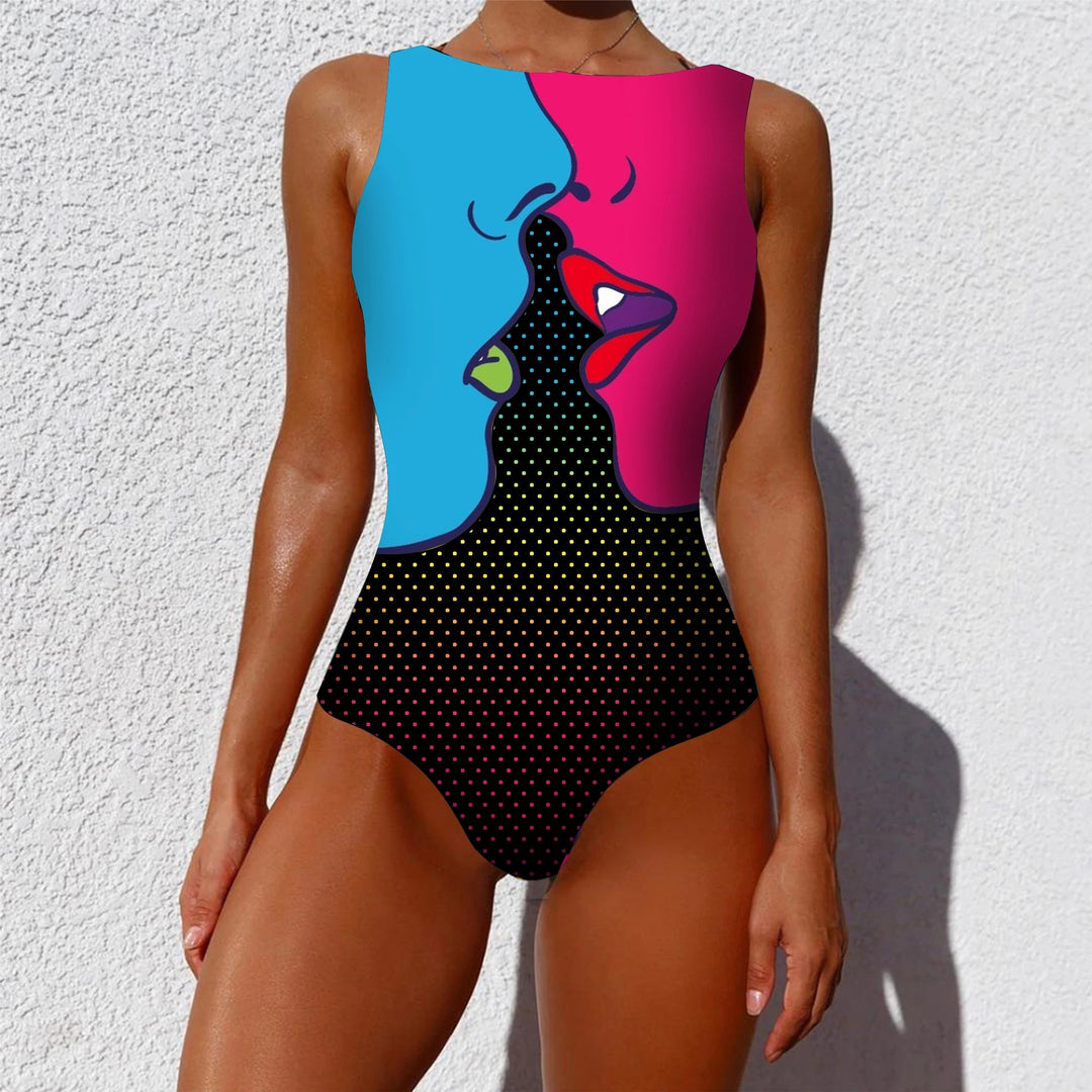 Prachtig gekleurd push-up badpak voor dames met comfortabele bandjes
