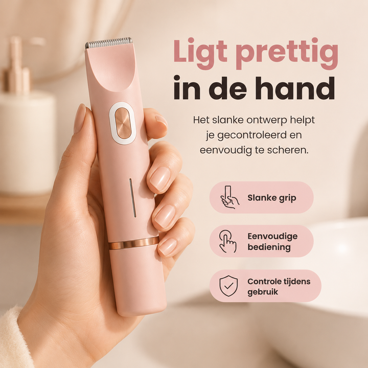 Huidvriendelijk dames scheerapparaat voor persoonlijke verzorging; gladde benen, oksels en bikinilijn, nat of droog.
