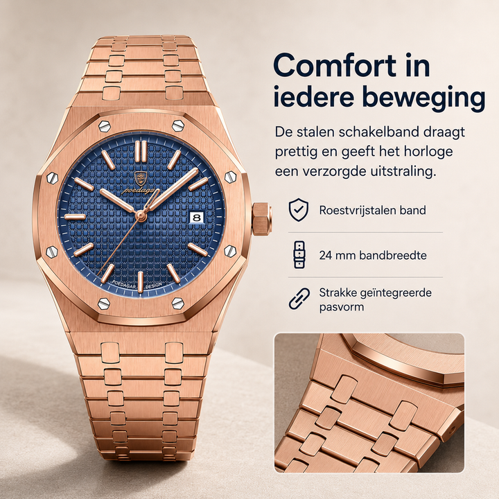 Jonas Deluxe herenhorloge, een duurzaam quartz uurwerk met waterbestendige eigenschappen.