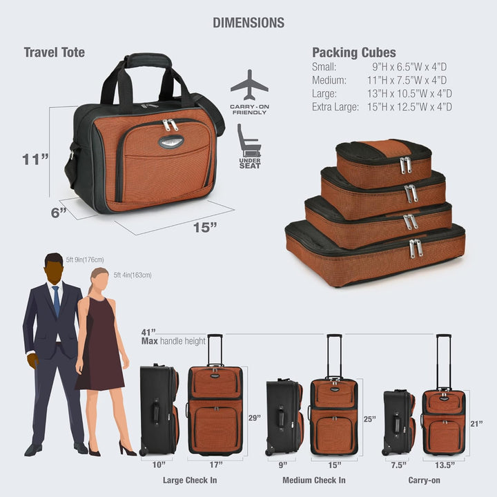 Bordeauxrode softshell reiskoffer uit de 8-delige set, compleet met inpakcubes en TSA slot.