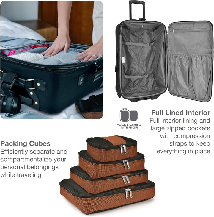Inpakboxen en organizer cubes voor de 8-delige TravelMax kofferset, perfect georganiseerde bagage.