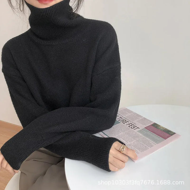 Stijlvolle gebreide dames coltrui in trendy herfstkleding stijl