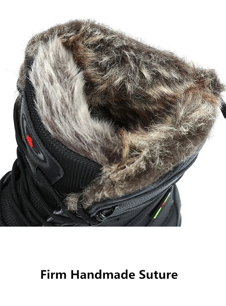 Zijaanzicht van warme heren winterlaarzen met antislip zool