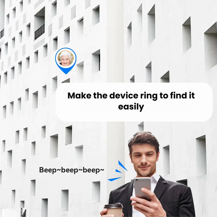 Kleine bluetooth sleutelzoeker getoond naast een smartphone voor koppeling