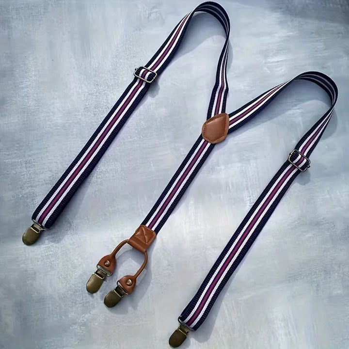 Stijlvolle marineblauwe heren bretels met Y-back constructie
