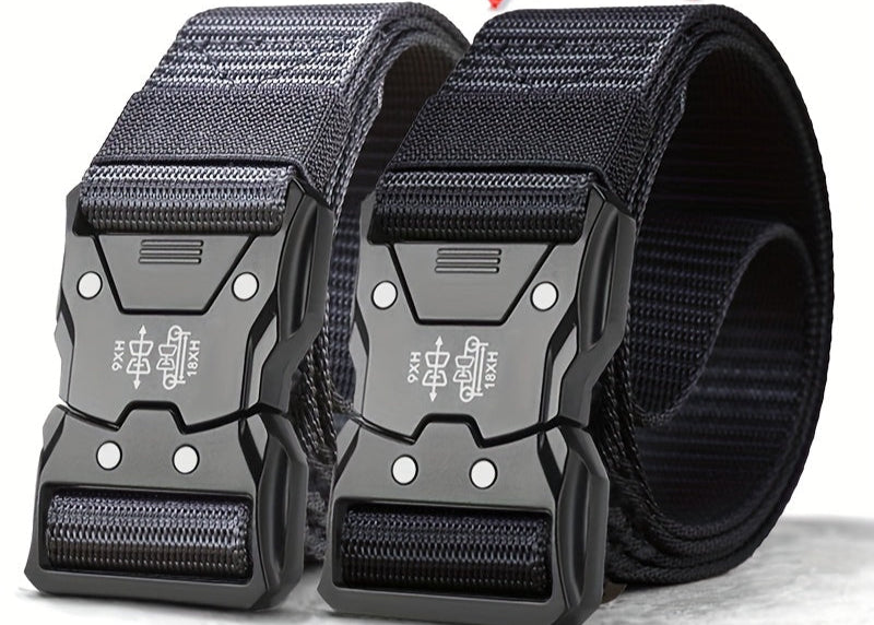 Ademende en sterke nylon riem getoond in close-up van de gesp