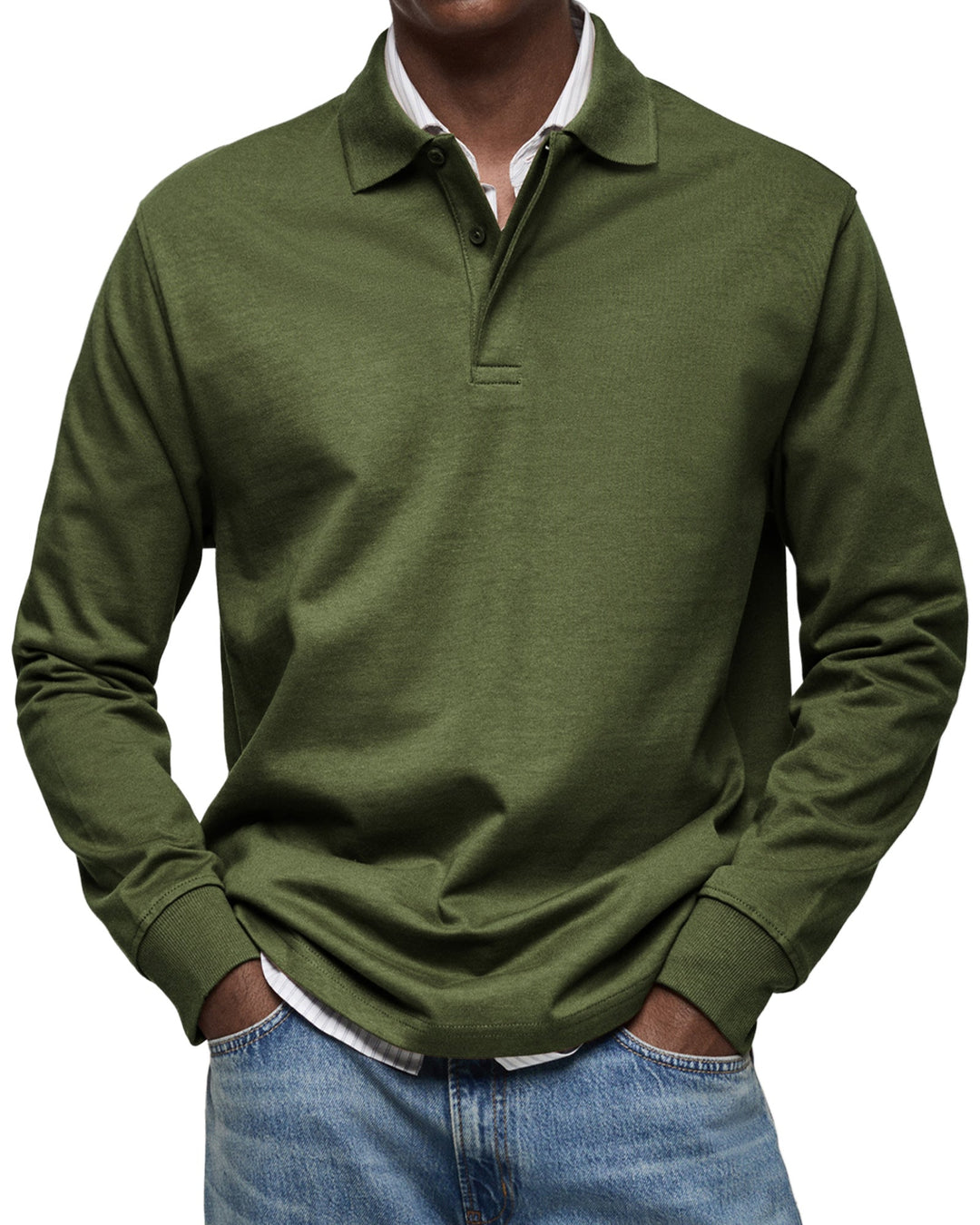 Tijdloze heren polo met lange mouwen die past in elke stijlvolle heren garderobe