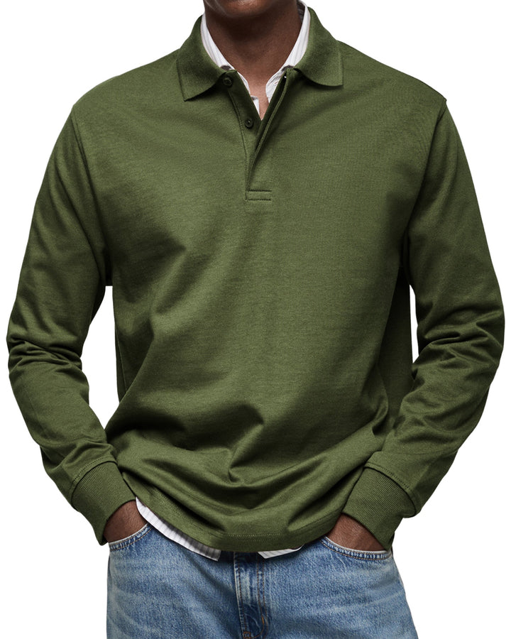 Tijdloze heren polo met lange mouwen die past in elke stijlvolle heren garderobe