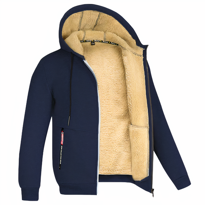 Achterkant van stijlvolle fleece jas voor dagelijks gebruik