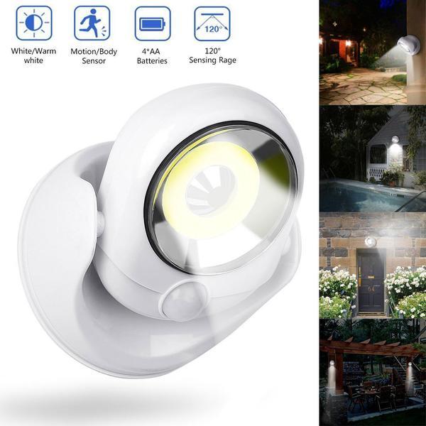 Overzicht van de witte 360 graden draaibare LED sensorlamp