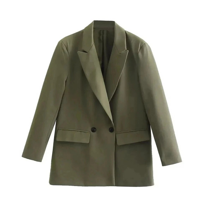 Elegante bruine oversized blazer mantel voor dames; comfortabel en modieus voor elke gelegenheid.