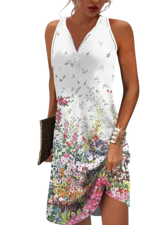 Dames mouwloze zomerjurk Cindy met kleurrijke print, comfortabele casual damesmode voor warme dagen