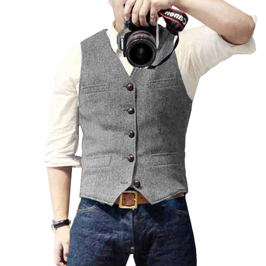 Verfijnd heren gilet, essentieel kledingstuk voor de moderne man.