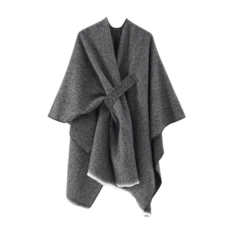 Zachte kasjmierlook damesponcho in retro stijl, ideaal voor najaar en winter. Stijlvol en comfortabel vest.
