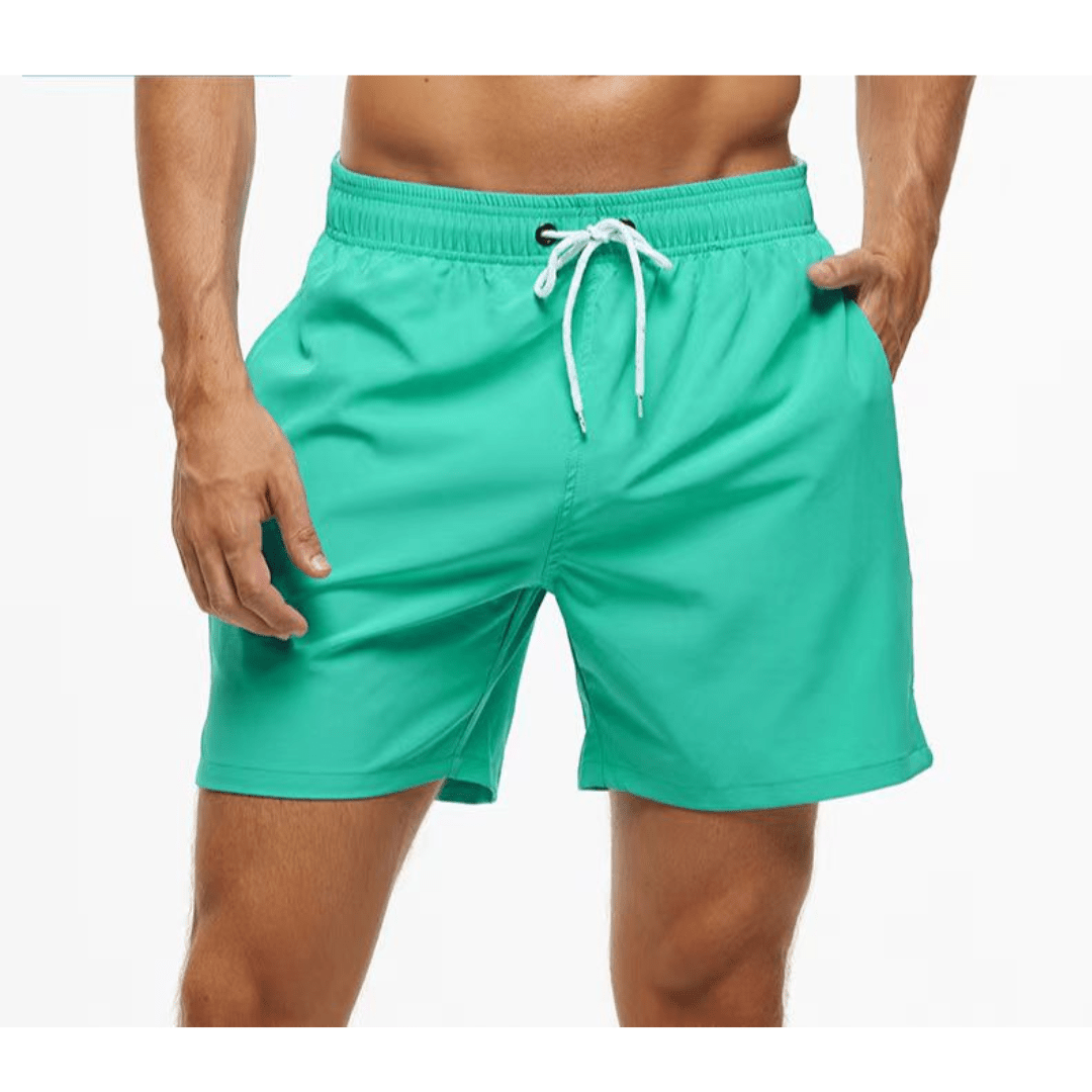 Groene heren zwemshorts, trendy en functioneel voor strand en zomerse sport.