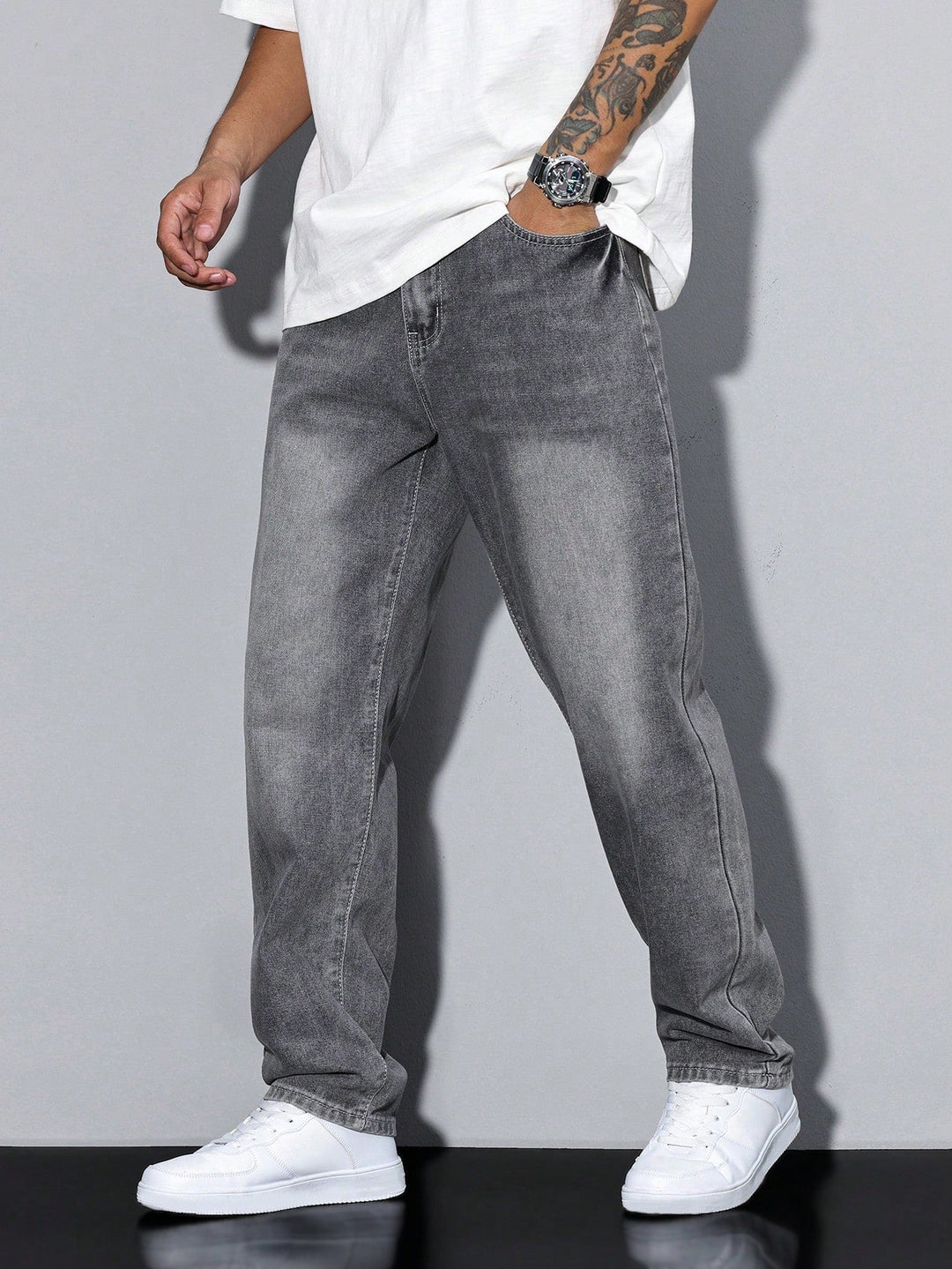 Stijlvolle heren baggy jeans, ideaal voor een casual en trendy look met wijde pijpen.