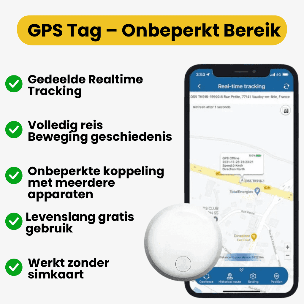 Accuraat gps locatievolgsysteem voor fietsen zonder maandelijks abonnement