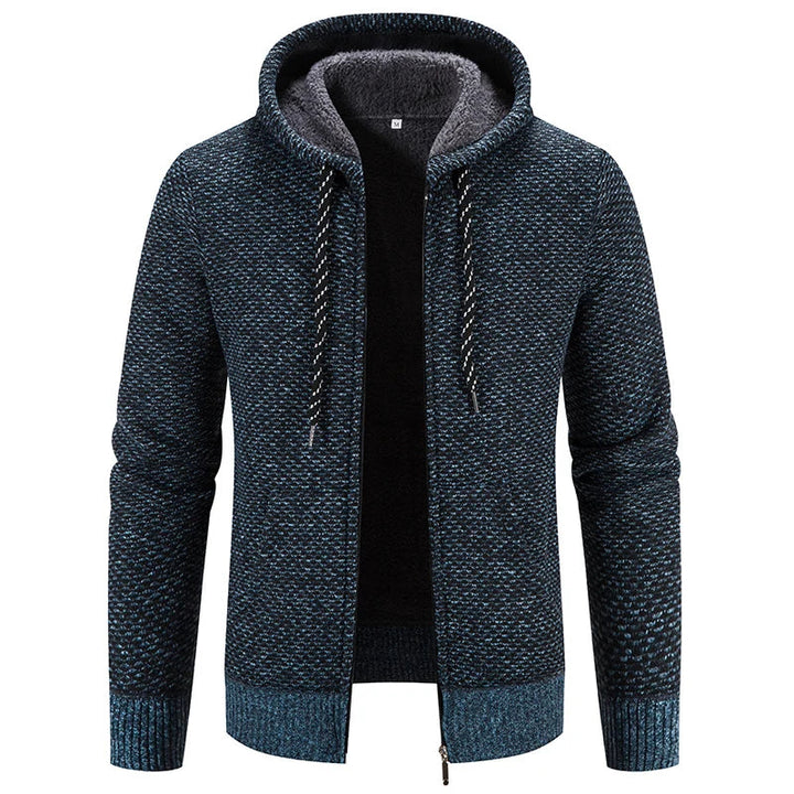 Blauw gebreid herenvest voor heren