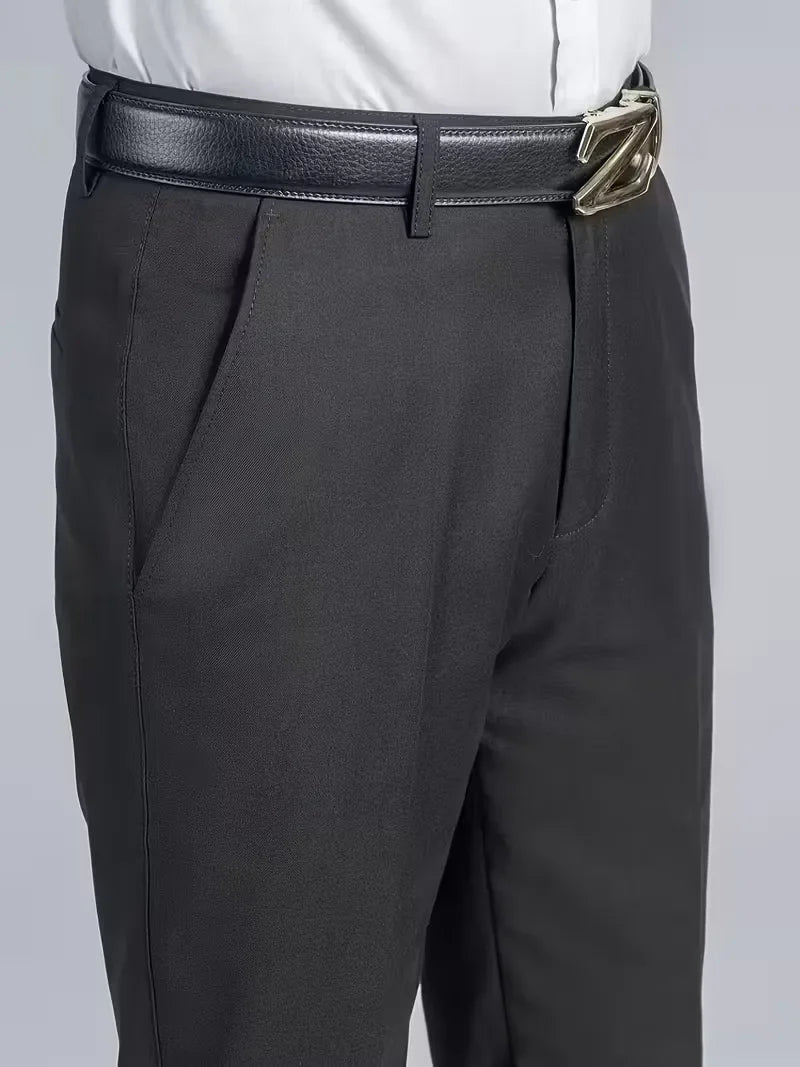 Heren rechte broek met comfortabele elastische taille in regular fit