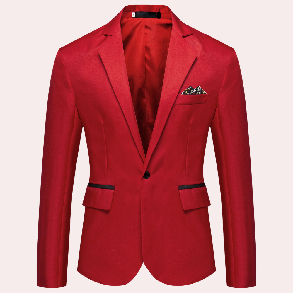 Modieuze herenblazer Magnus gedragen door man, creëert een scherpe en professionele zakelijke look.
