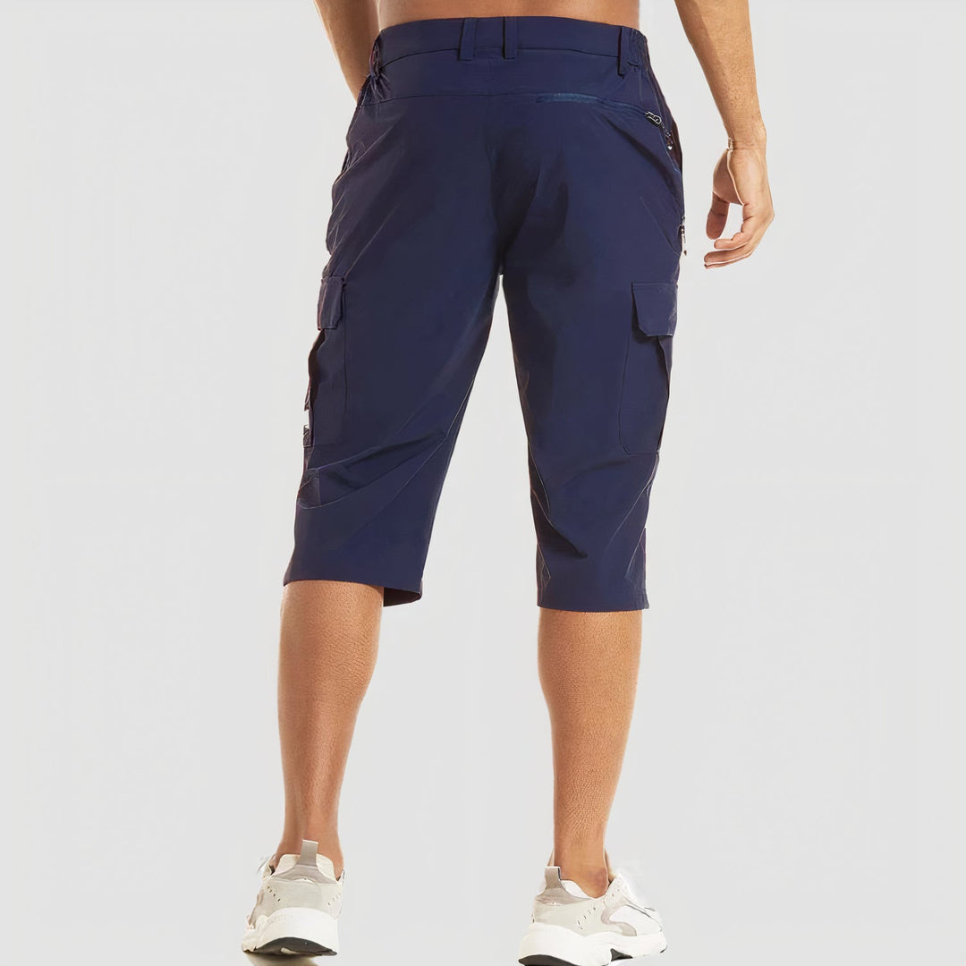 Donkerblauwe heren sneldrogende cargo shorts voor de zomer