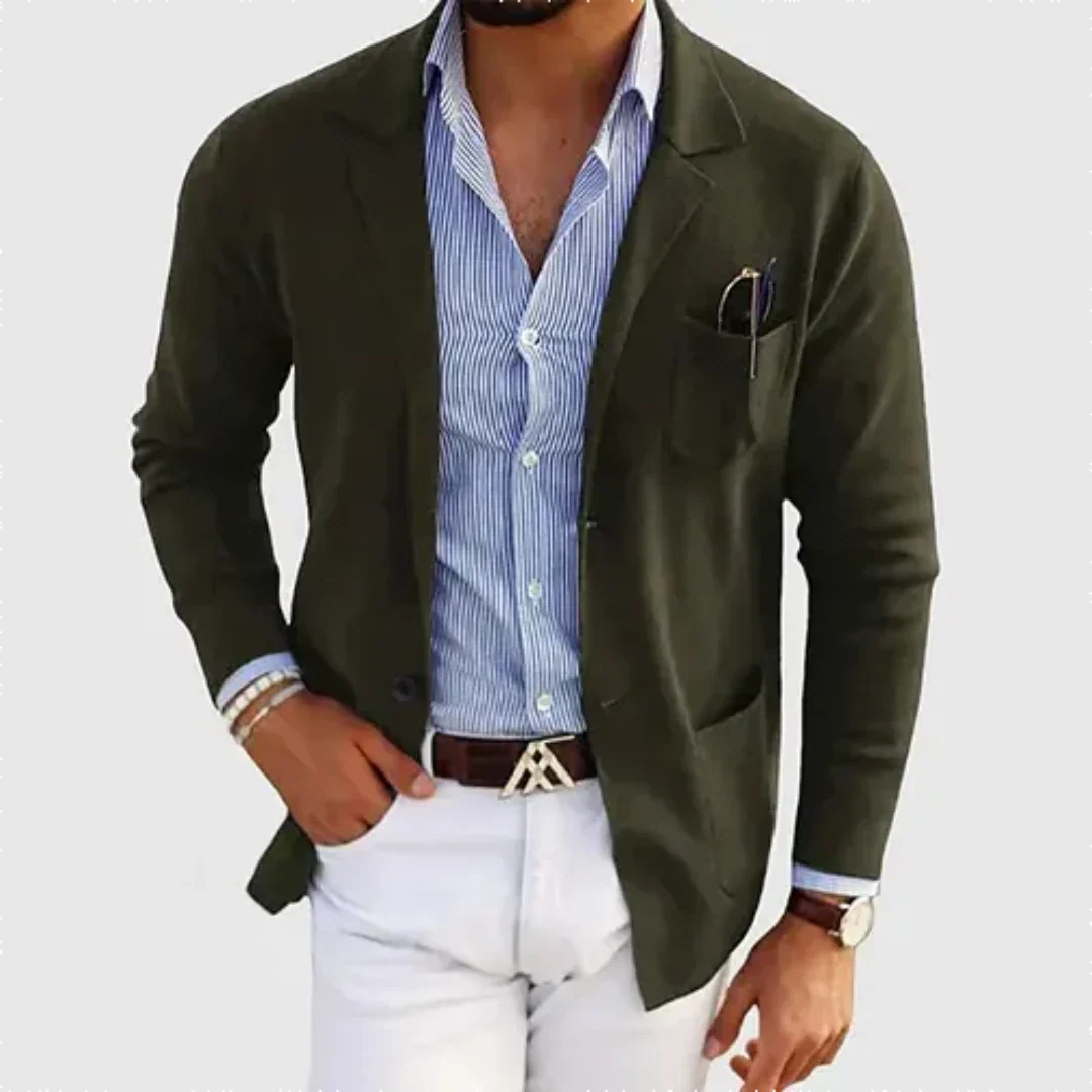 Noah heren casual blazer in groen getoond voor een stijlvolle herenlook