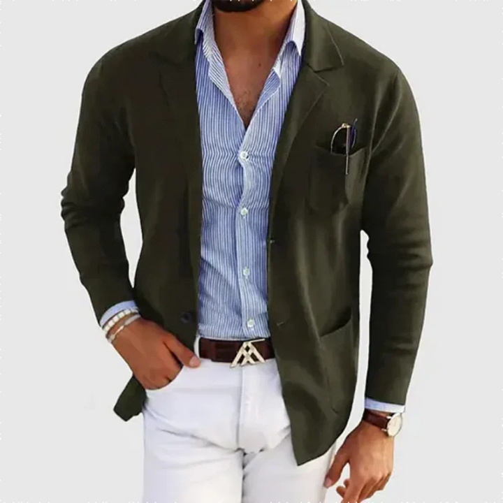 Noah heren casual blazer in groen getoond voor een stijlvolle herenlook