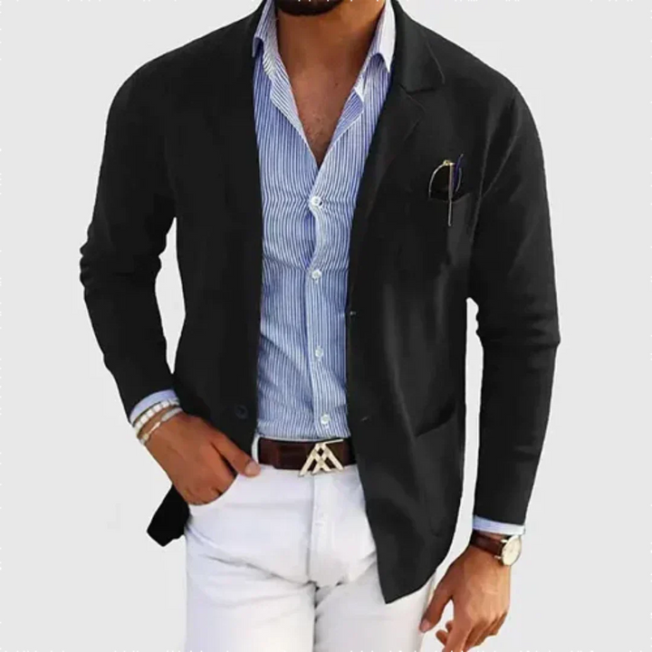 Noah heren casual blazer in detail, toont knoppen en nette afwerking