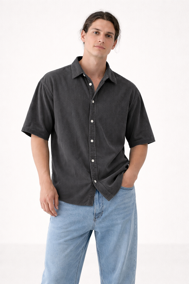 Luchtig herenoverhemd met korte mouw voor warme zomerdagen, comfortabele casual stijl