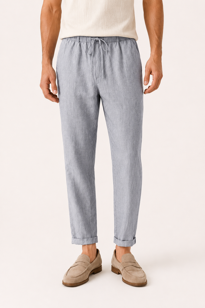 Luchtige casual herenbroek met elastische trekkoord taille voor ultiem comfort en reiskleding