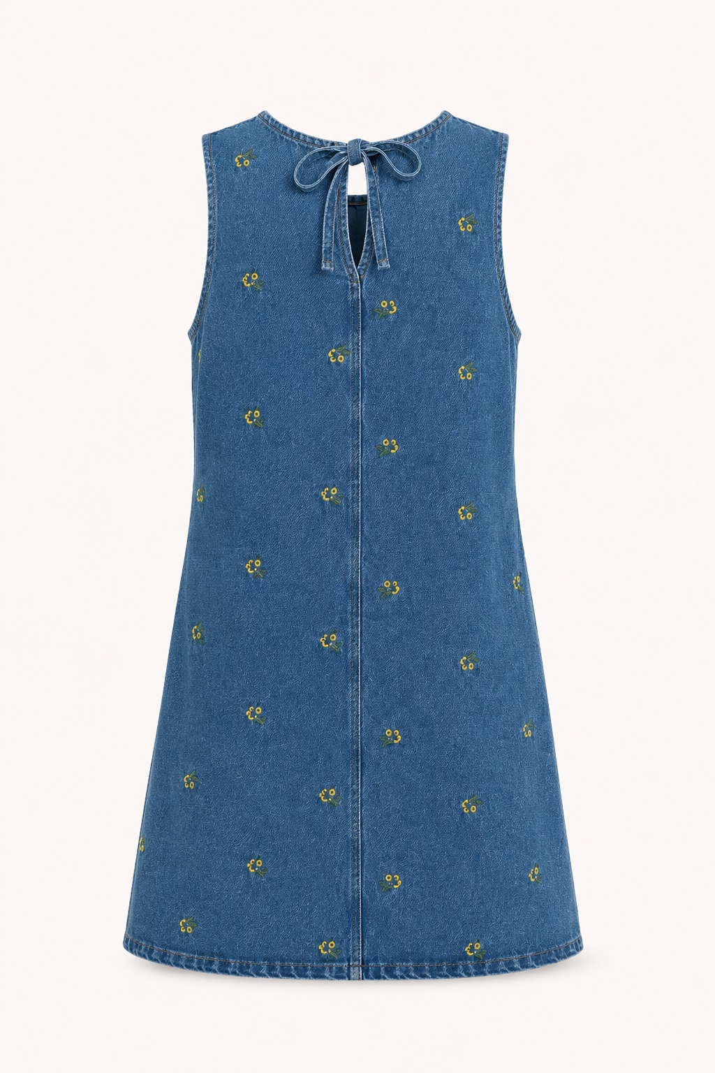 Modieuze blauwe damesjurk zonder mouwen, biedt comfort en stijl voor warme zomerdagen.
