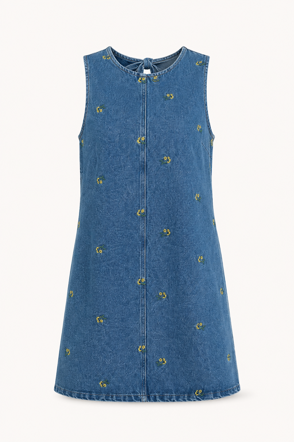 Korte mouwloze damesjurk in effen blauw, een comfortabele casual jurk voor elke dag.