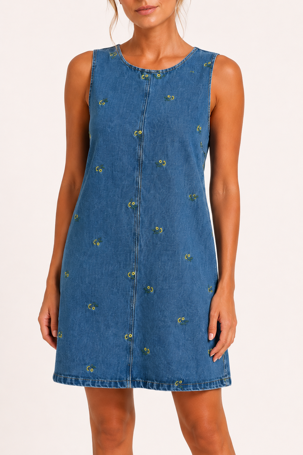 Mouwloze korte damesjurk, comfortabel en stijlvol, perfect voor dagelijkse kleding en zomerse dagen.