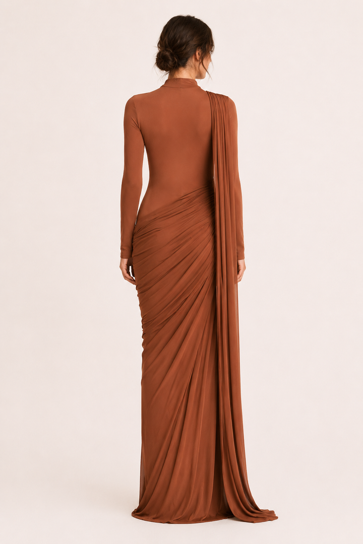 Lange mouwen galajurk, een stijlvolle keuze voor elke formele dames gelegenheid. Tijdloos design.