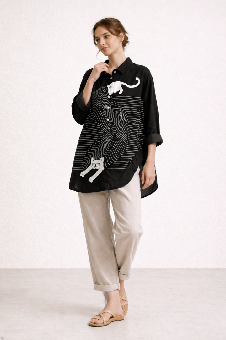 Damesblouse met lange mouwen, perfect voor een casual look en dagelijks comfort.