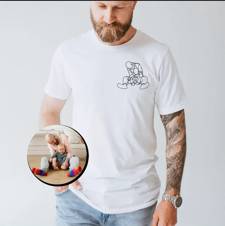 Gepersonaliseerd unisex T-shirt met uniek borduurwerk, perfect als draagbare herinnering of cadeau.