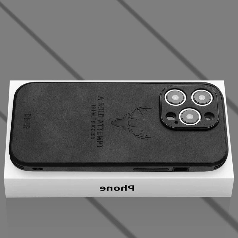 Olijfgroen leren telefoonhoesje, aardse tinten met een moderne touch.
