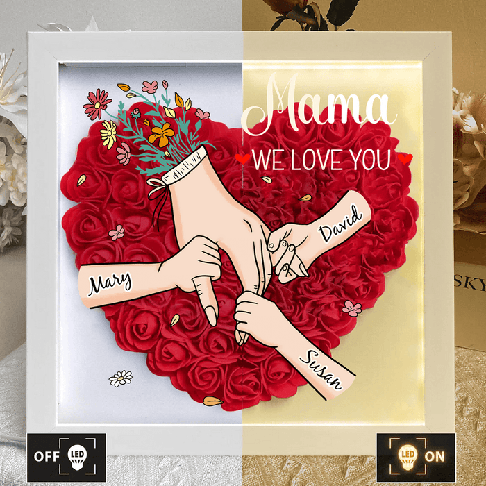 Uniek geschenk voor mama: bloemenlijst met naam, hartvormig detail, liefdevol.