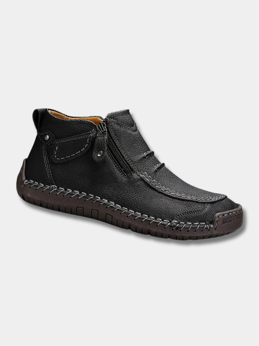 Zwarte Lucas orthopedische herenschoenen met rits en stiksels