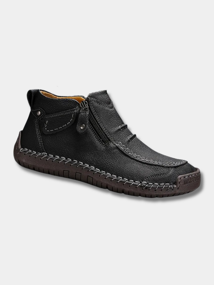 Zwarte Lucas orthopedische herenschoenen met rits en stiksels